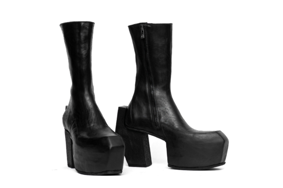 platform boots in black